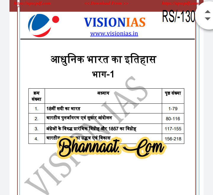 Vision ias GS notes 2021 pdf download vision ias GS modern history part - 1 2021 pdf download vision ias आधुनिक इतिहास भाग - 1in hindi pdf download