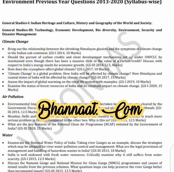 Vision ias environment Notes PDF for ias exam 2021 pdf download vision ias environment previous year questions paper 2013 – 2020 pdf download