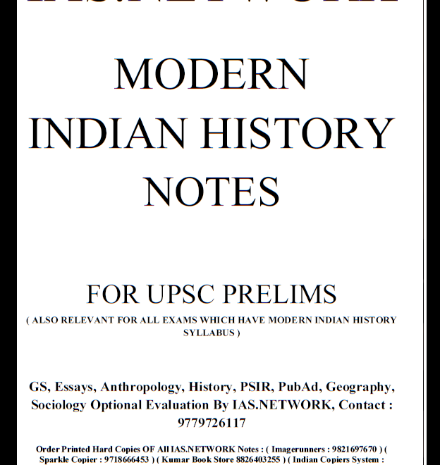 IAS Network Modern Indian History Notes PDF free download UPSC ias notes pdf Modern Indian History notes 2021 pdf free download