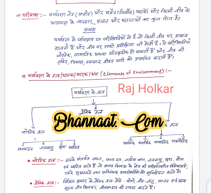raj Holkar world of environment handwritten notes in hindi pdf download पर्यावरण हिंदी में pdf download environment for all competitive exam pdf in hindi download