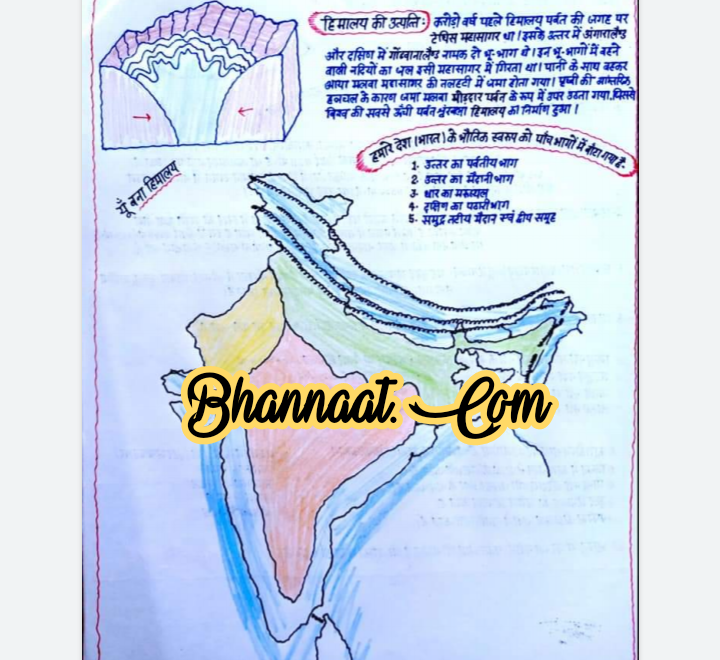 भारत का भौतिक स्वरूप handwritten notes in hindi pdf physical form of India in hindi pdf download Geography Physical Features Of India pdf 2021