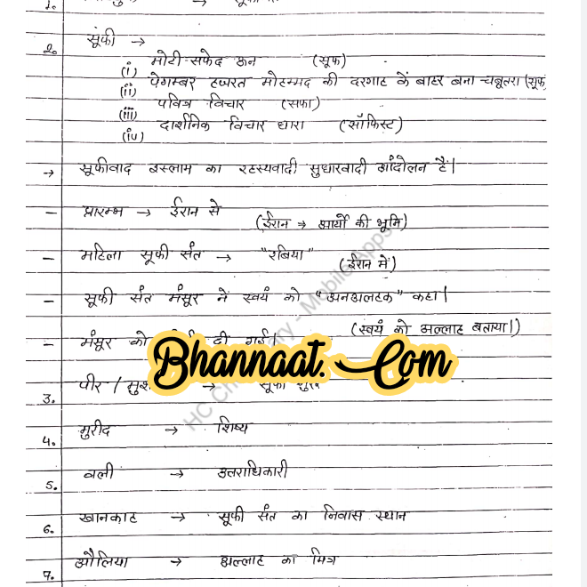 Bhakti andolan handwritten notes in hindi pdf भक्ति आंदोलन हस्तलिखित नोट्स हिंदी में pdf 2022 History of Bhakti Aandolan in Hindi