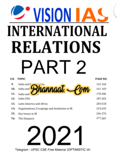 Vision IAS International relations Part- 2 pdf Vision ias International relations notes 2021 pdf Vision ias International relations UPSC CSE Free material optimistic ias pdf