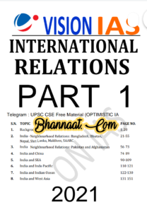Vision IAS International relations Part- 1 pdf Vision ias International relations notes 2021 pdf Vision ias International relations UPSC CSE Free material optimistic ias pdf