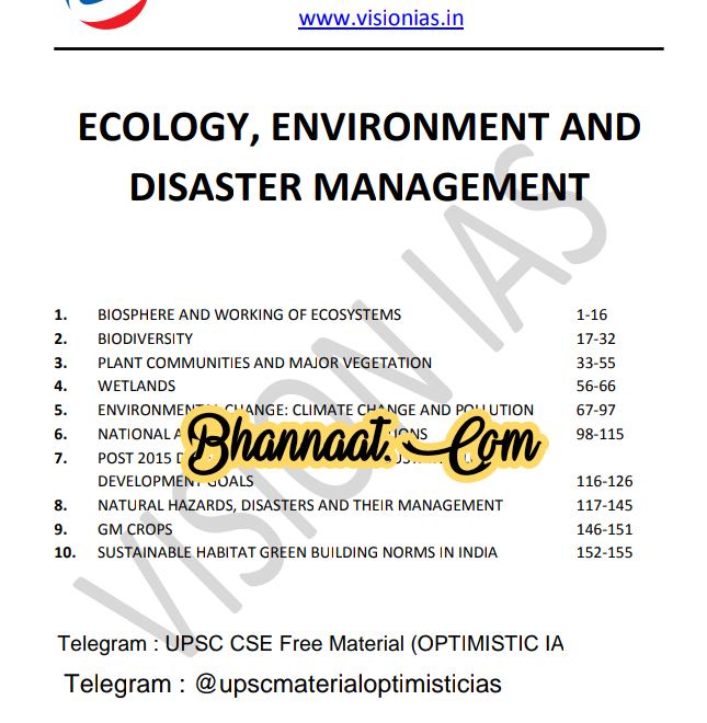 Vision IAS Ecology Environment And Disaster Management pdf Vision IAS ecology environment and disaster management UPSC notes pdf vision IAS upsc cse free material pdf