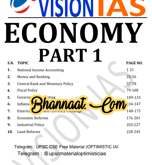 Vision IAS Economy Part -1 2021 pdf vision IAS Economy upsc notes download pdf Vision ias economy for IAS examination pdf