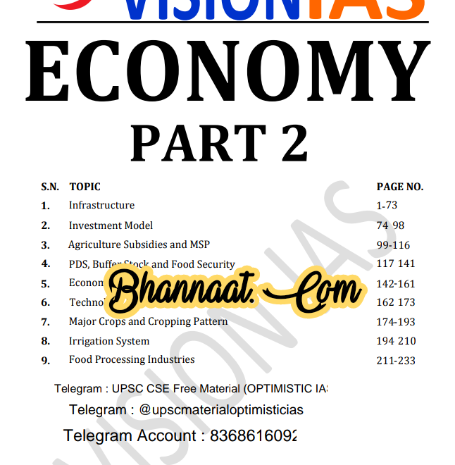 Vision IAS Economy Part -2 2021 pdf vision IAS Economy upsc notes download pdf Vision ias economy upsc cse free material optimistic ias  pdf