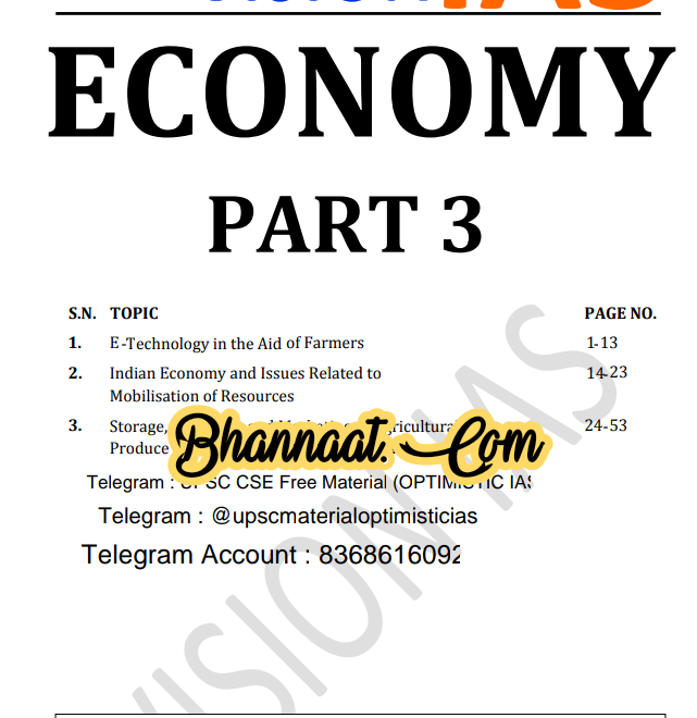Vision IAS Economy Part -3 2021 pdf vision IAS Economy upsc notes download pdf Vision ias economy upsc cse free material optimistic ias pdf