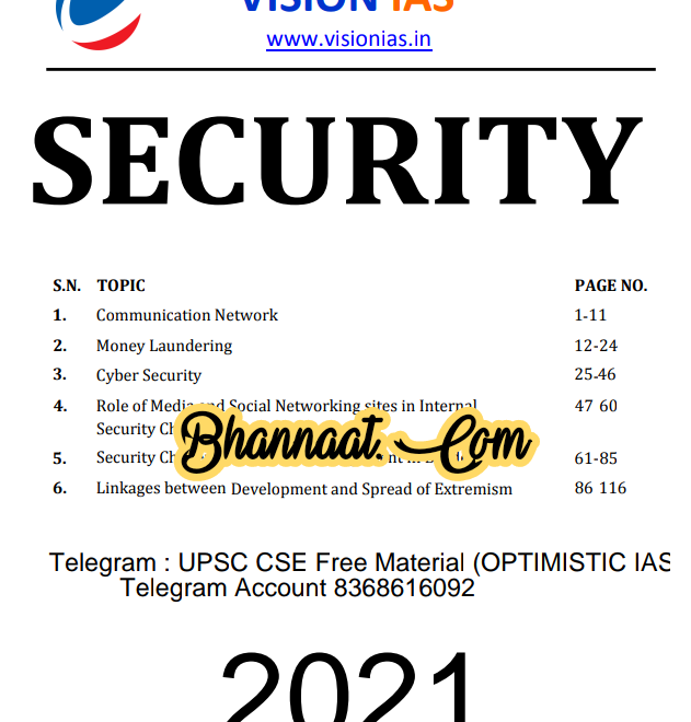 Vision IAS Security 2021 pdf vision IAS Security upsc notes download pdf Vision ias Security upsc cse free material optimistic ias pdf