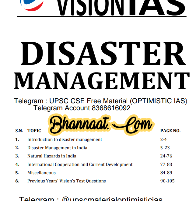 Vision IAS Disaster Management 2021 pdf vision IAS Disaster Management upsc notes download pdf Vision ias disaster management upsc cse free material optimistic ias pdf