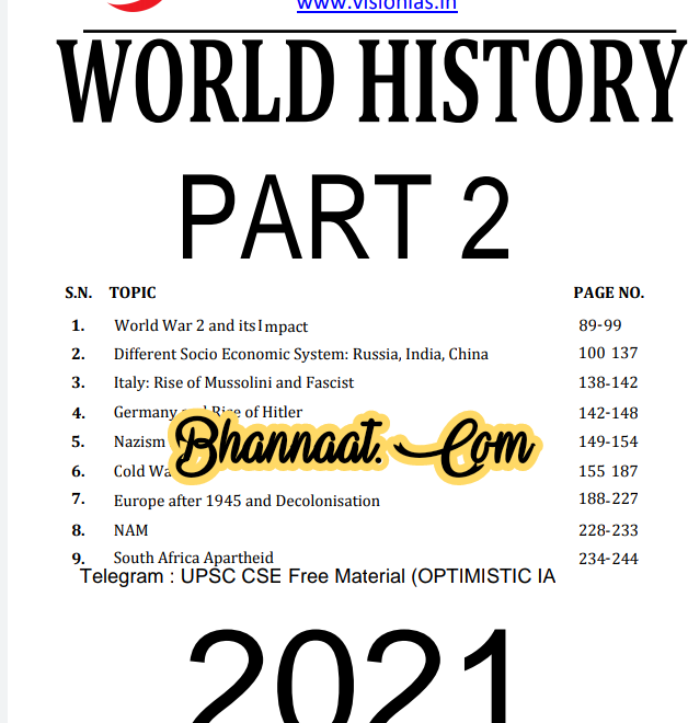 Vision IAS World History Part-2 2021 pdf vision IAS World History Part-2 upsc notes download pdf Vision ias World History Part-2 upsc cse free material optimistic ias pdf