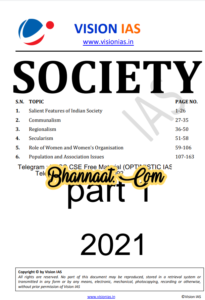 Vision IAS Society Part-1 2021 pdf vision IAS Society Part-1 upsc notes download pdf Vision ias Society Part-1 for upsc examination pdf