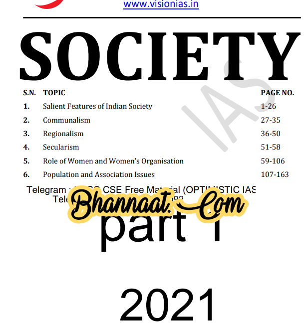 Vision IAS Society Part-1 2021 pdf vision IAS Society Part-1 upsc notes download pdf Vision ias Society Part-1 for upsc examination pdf