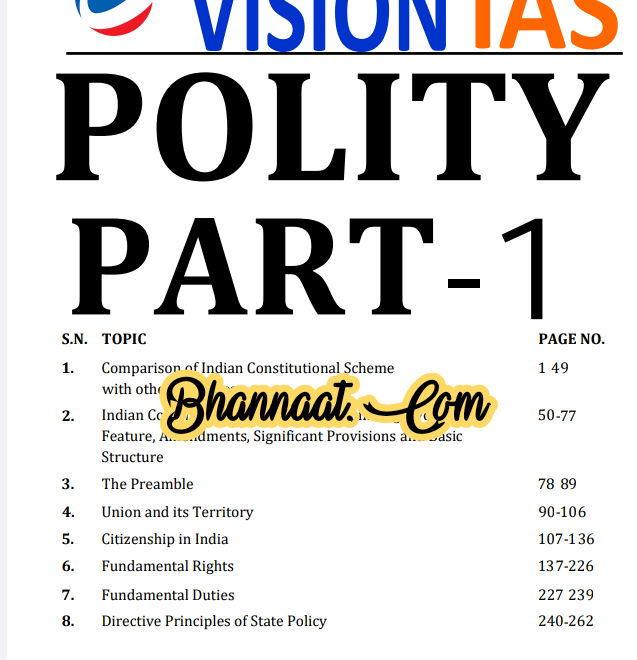  Vision IAS Polity Part-1 2021 pdf, vision ias polity UPSC CSE Free Material pdf, vision ias polity current affairs & notes for UPSC exam pdf
