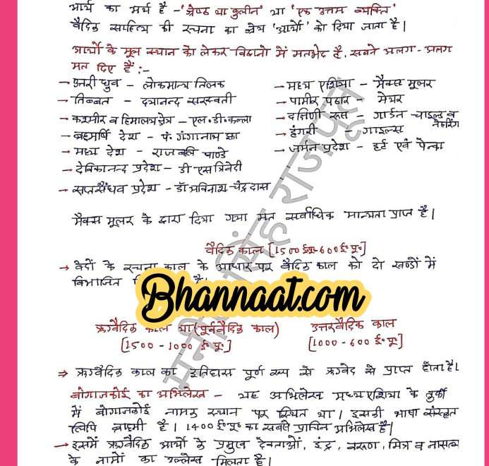 Vedic Sabhyata handwritten notes in hindi pdf वैदिक सभ्यता टिप्पणियाँ हिंदी में हस्तलिखित नोट्स pdf Vedic Sabhyata notes for all competitive exams pdf 2022