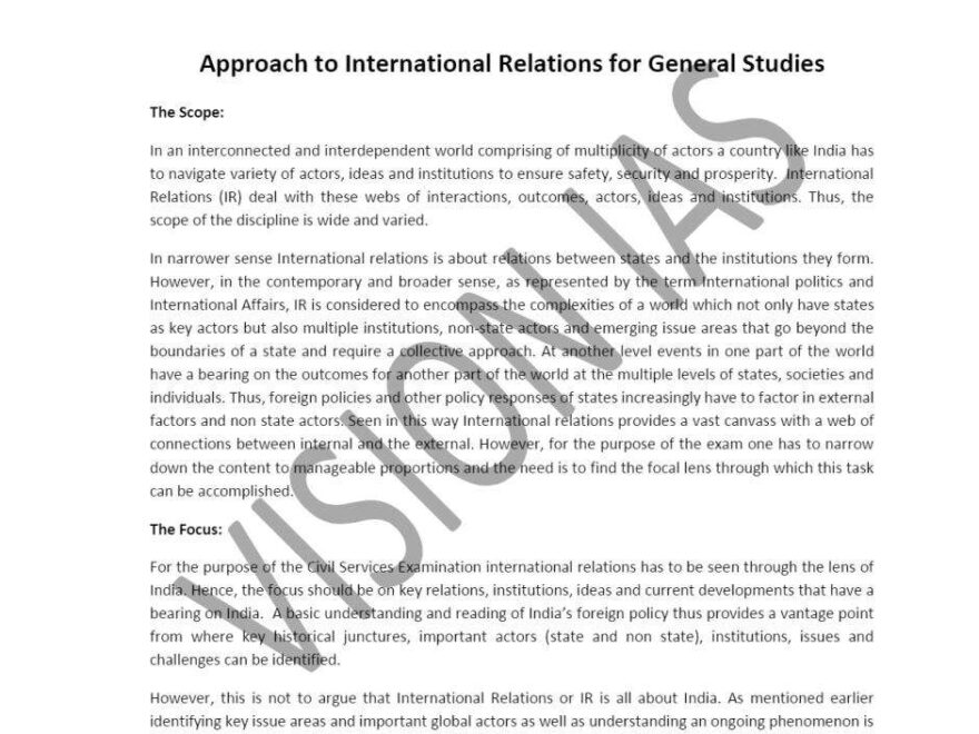 IR Notes Shreya Shree pdf  New How to Approach IR pdf Vision IAS Approch to INternational Relations for General studies free IR Notes pdf download 2022