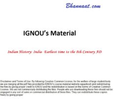 IGNOU Ancient India pdf IGNOU’S Material pdf Indian History India Earliest time to the 8th century AD free IGNOU ancient india pdf download