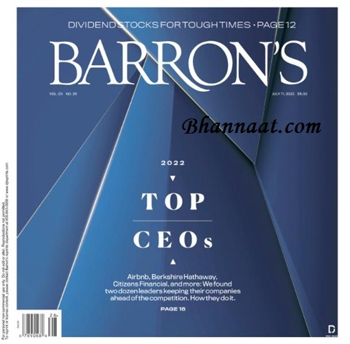 Barrons July 11 2022 pdf Dividend Stocks for Tough Times pdf barron’s magazine pdf Barron’s Lipper fund listings pdf free Barron’s magazine pdf download 2022