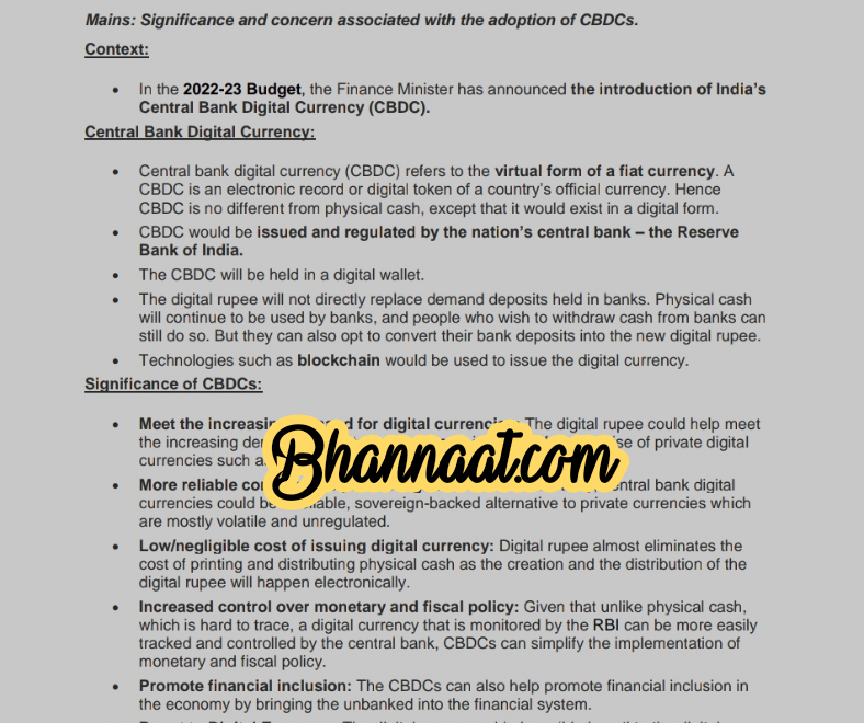 RBI’s Digital currency plan 2022 in english pdf RBI’s Digital currency in India download pdf Reserve Bank digital currency pdf 